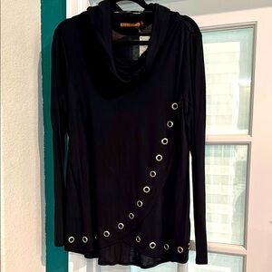 Belldini Asymmetrical Embellished Tunic Sweater